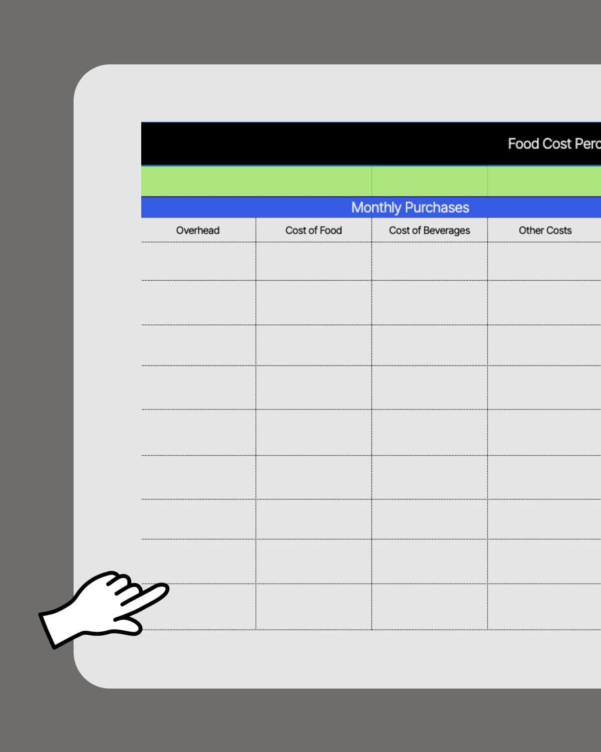 Screenshot of 7shifts' food cost calculator template