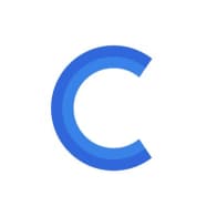 Blue letter C icon on white background.