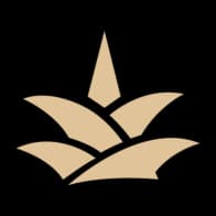 Stylized beige plant icon on black background