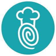 Chef hat with spiral design in blue circle