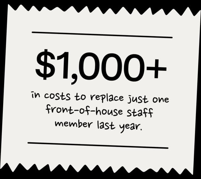 $1,000+ cost to replace front-of-house staff