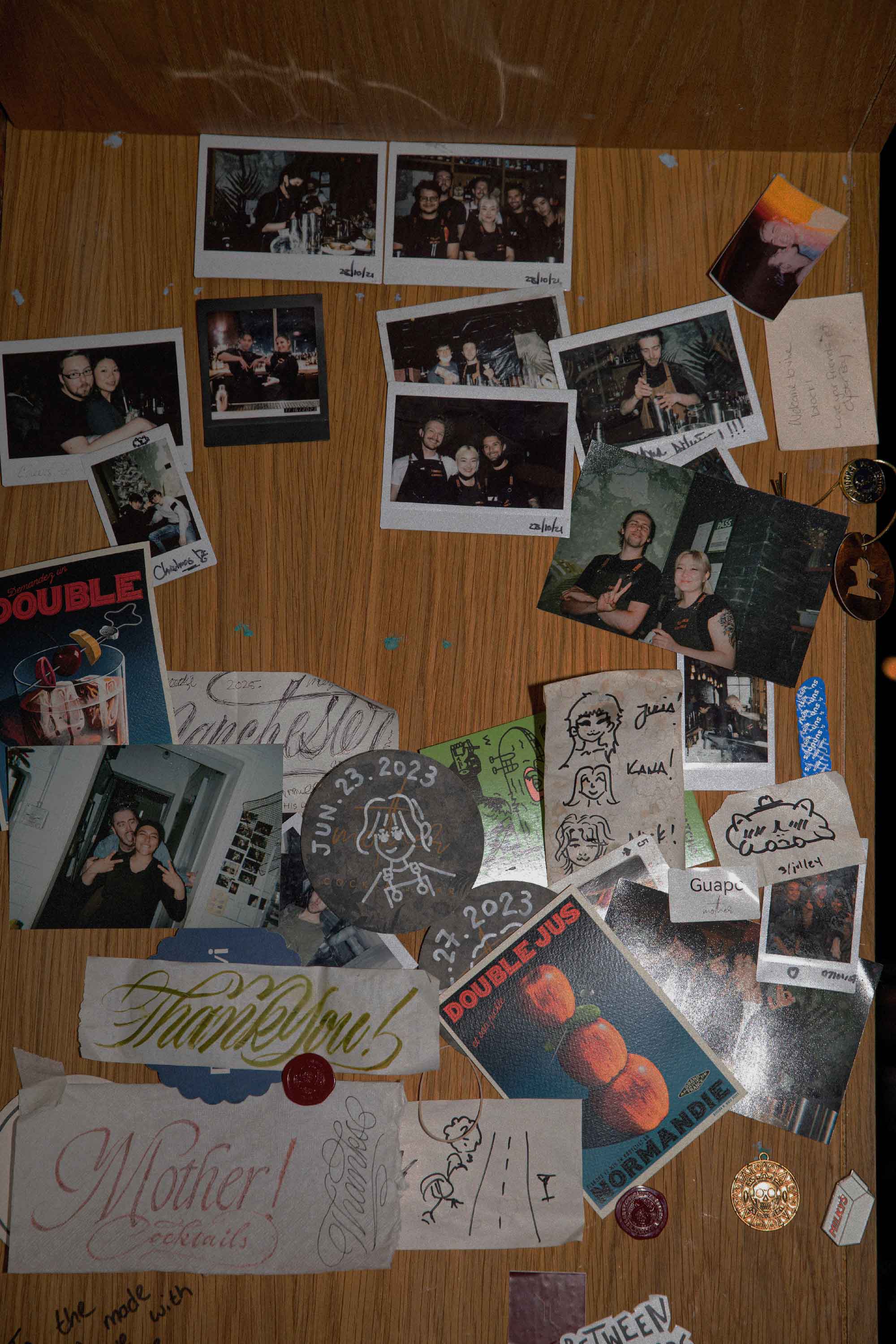 Restaurant staff polaroid collage background