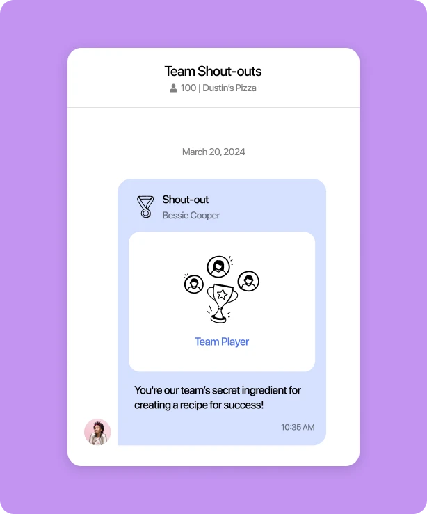 Shout-out great work and wins
