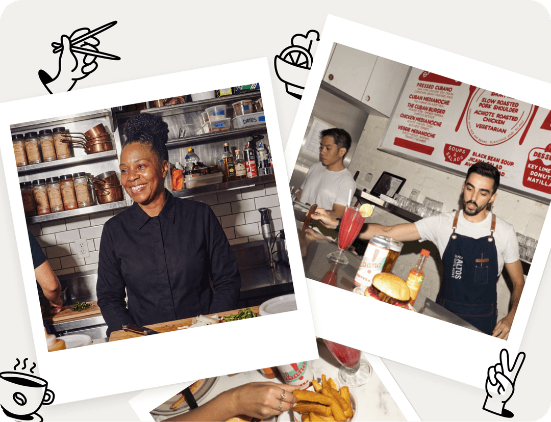 Polaroids of restaurant staff at work
