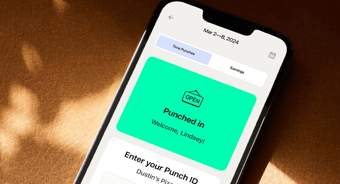 Ipad showing Dustin's Pizza schedule