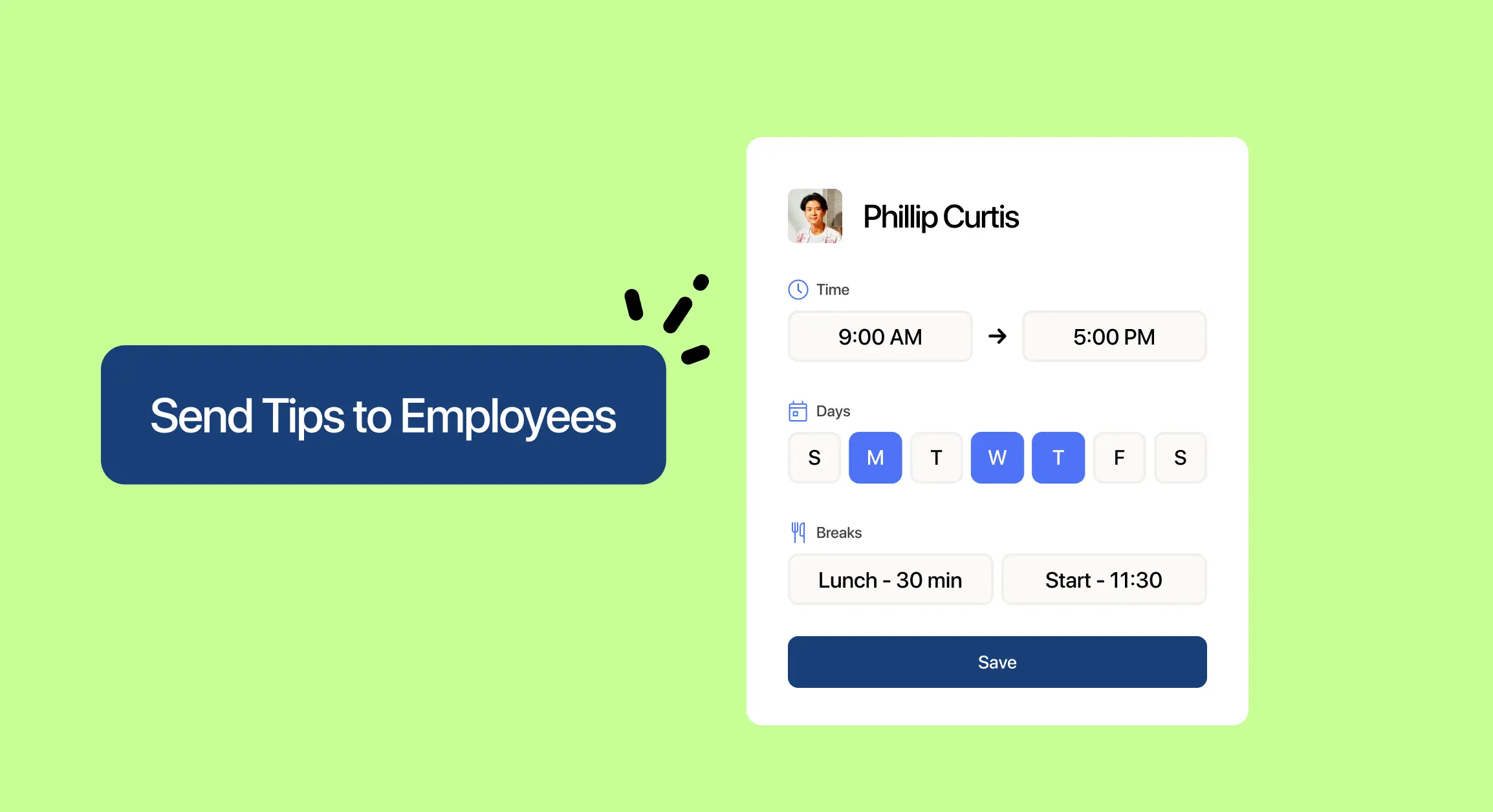Screenshots from 7shifts scheduling and tip management tools