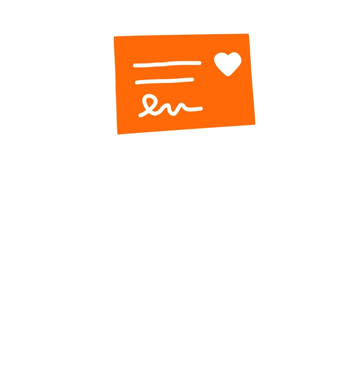 Illustration of card on table with heart icon