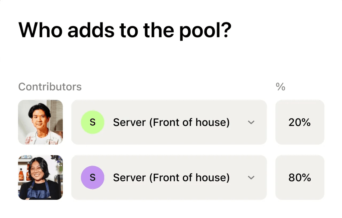 7shifts tip pooling screen shot showing distribution of tips