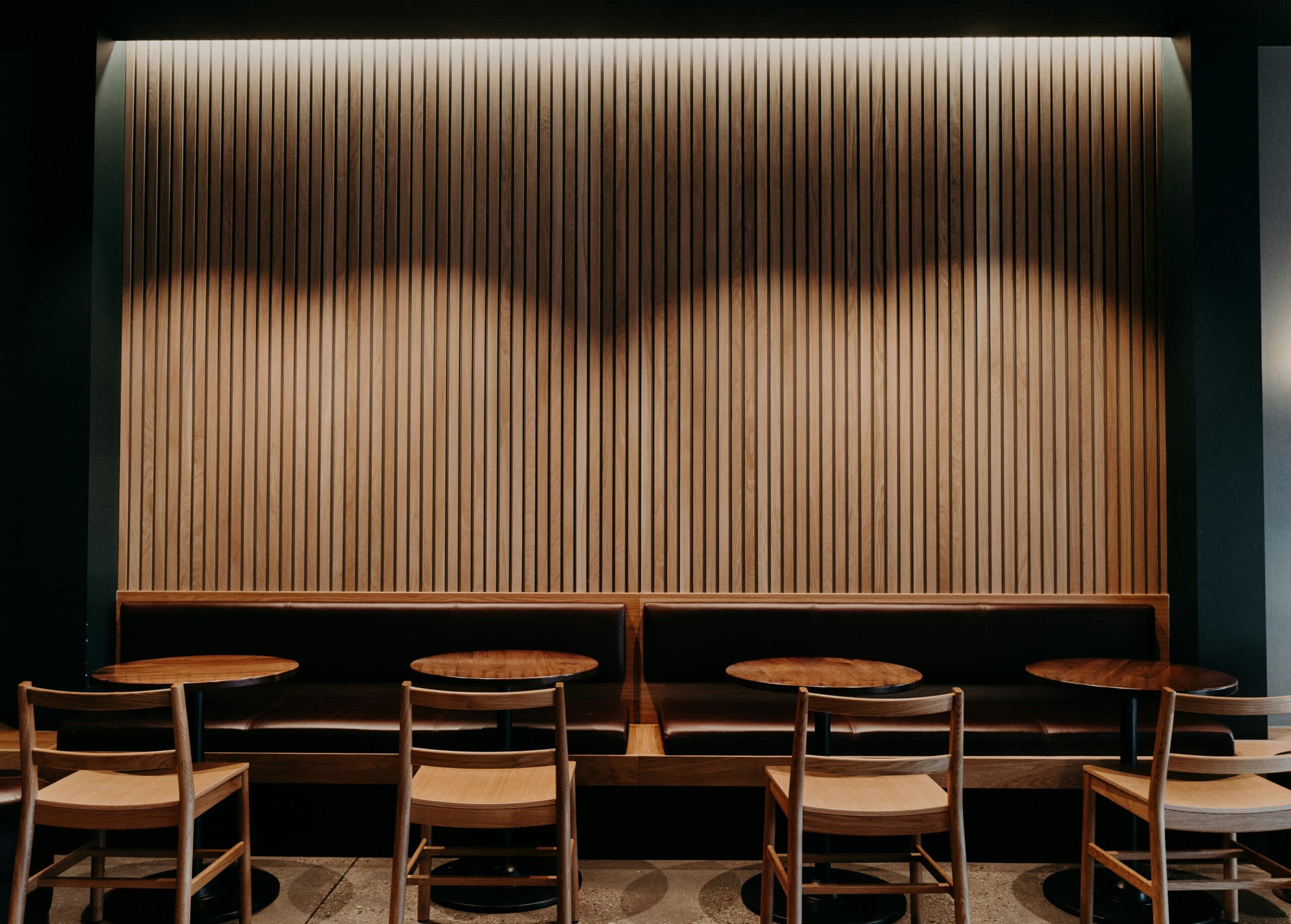restaurant interior with wood