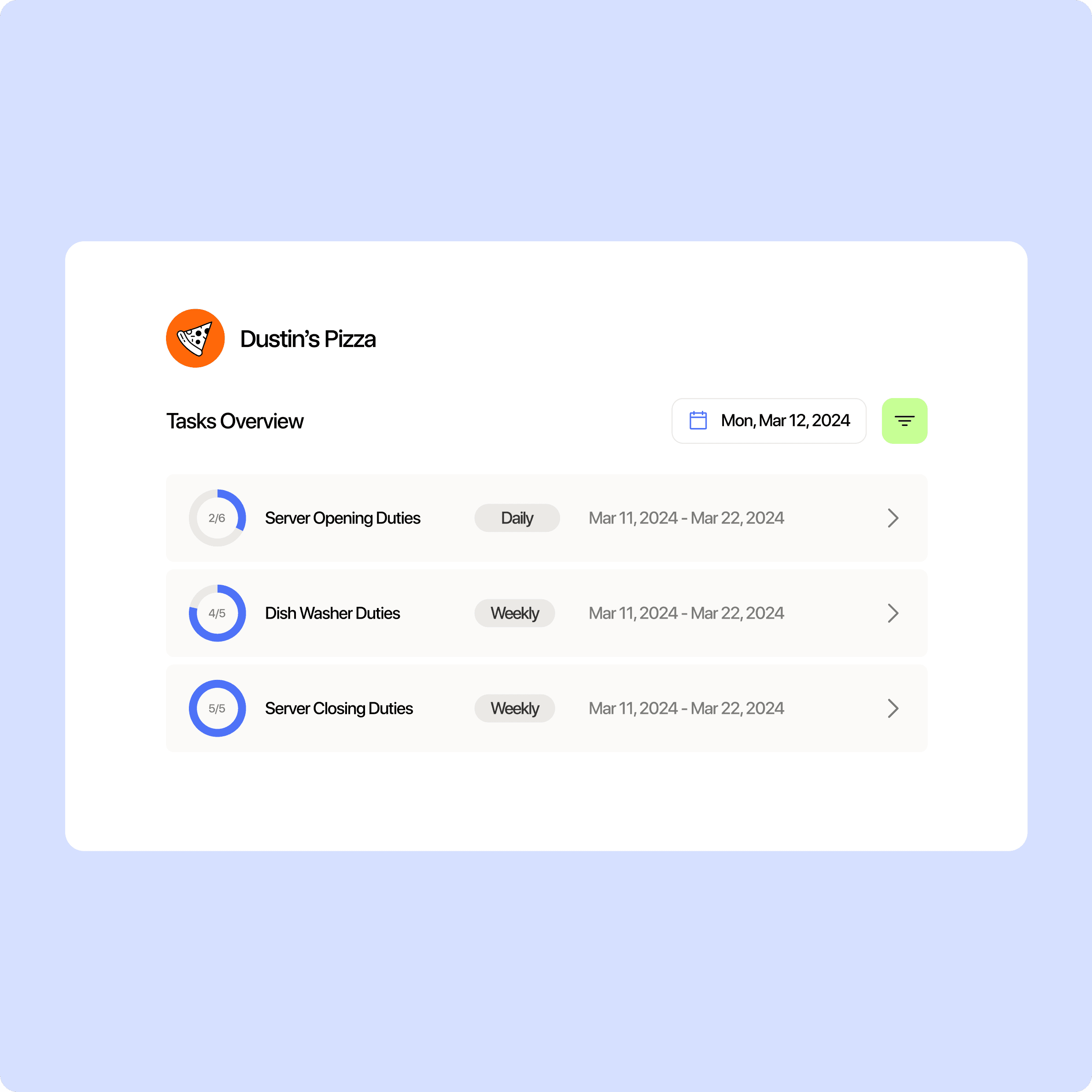 The complete task management app for FOH, BOH, and everything in-between