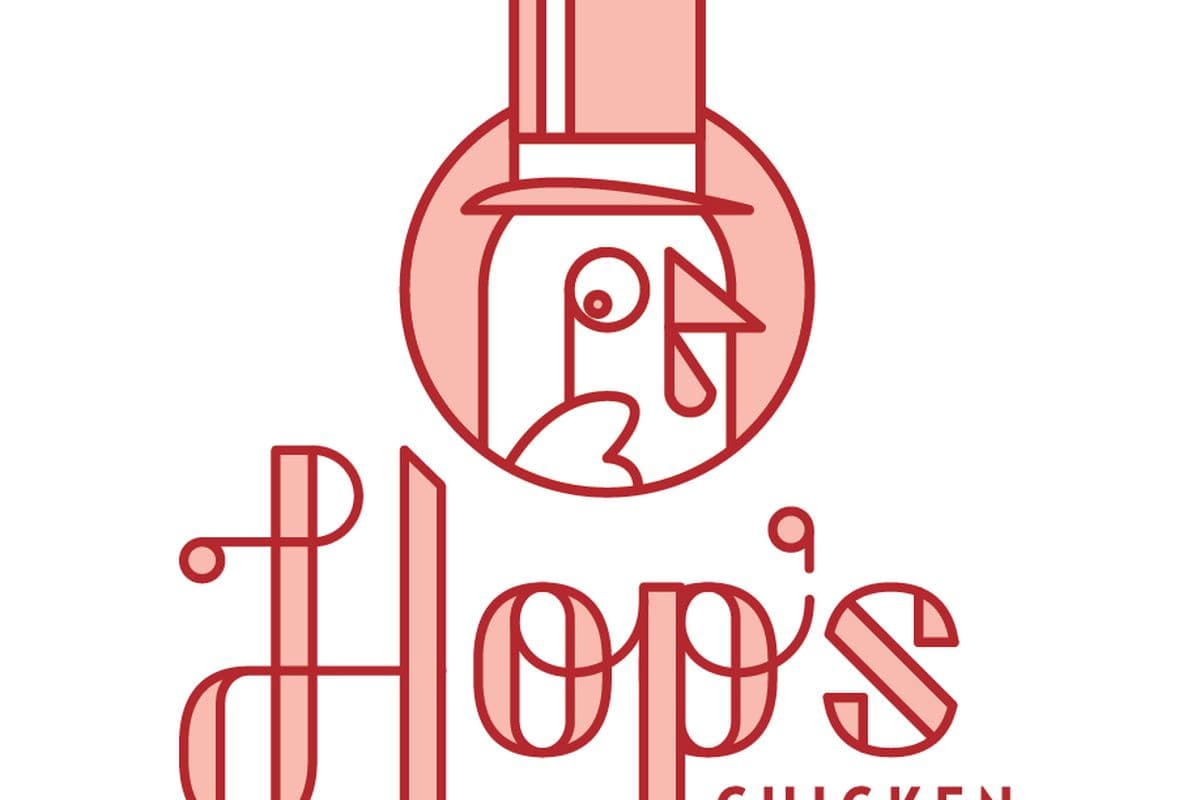 Hop's Chicken logo with top-hat bird design.
