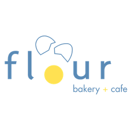 Flour Bakery + Cafe logo with cracked egg design.
