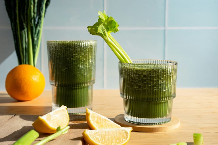 Green juice with celery and citrus slices