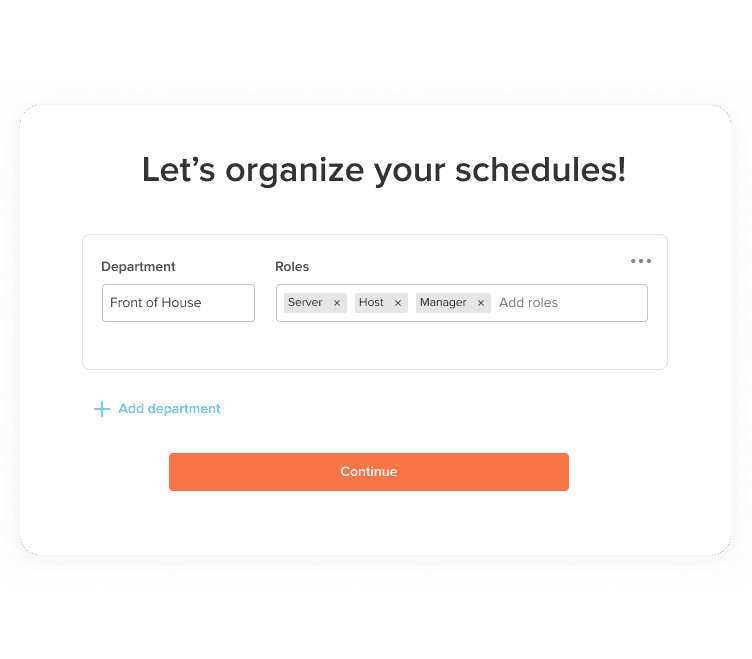 Schedule organizer interface for department roles.
