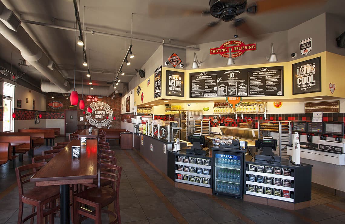 Interior of a casual sandwich shop