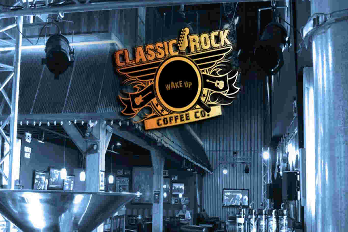Classic Rock Coffee Co. interior with sign