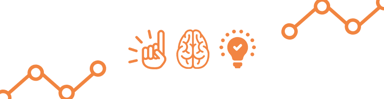 Icons of hand, brain, lightbulb, and graph line.