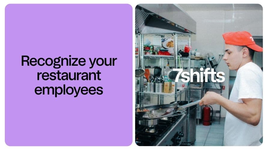 Chef cooking in restaurant kitchen, 7shifts logo visible.