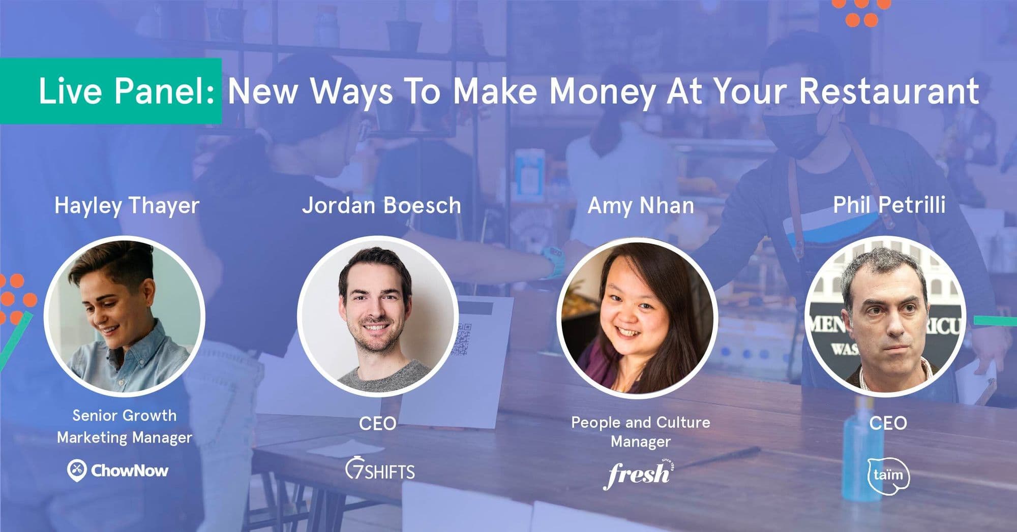 Panel on restaurant income strategies with industry experts.