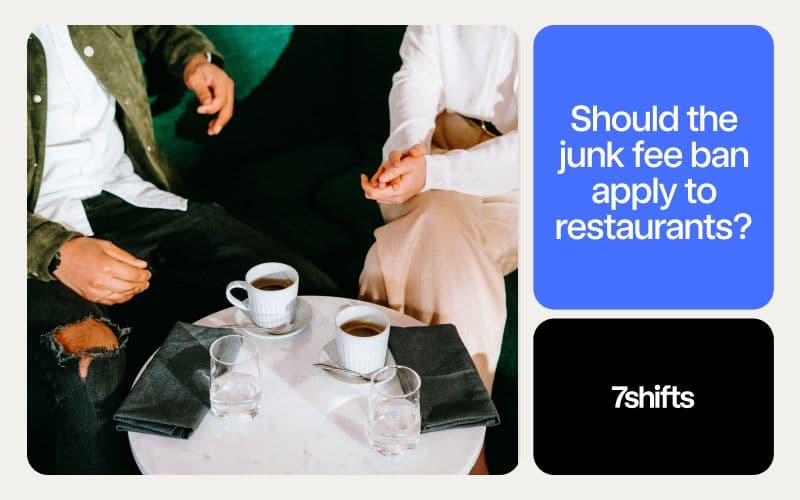 Discussing junk fee ban for restaurants over coffee.
