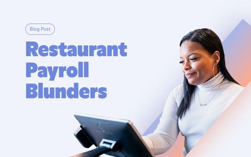 Woman working at restaurant payroll system.