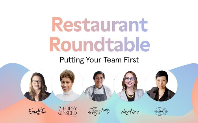 Restaurant Roundtable event banner with speakers.