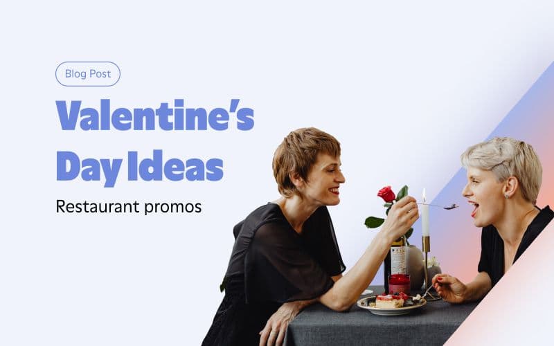 Couple enjoying Valentine's Day restaurant promotion.