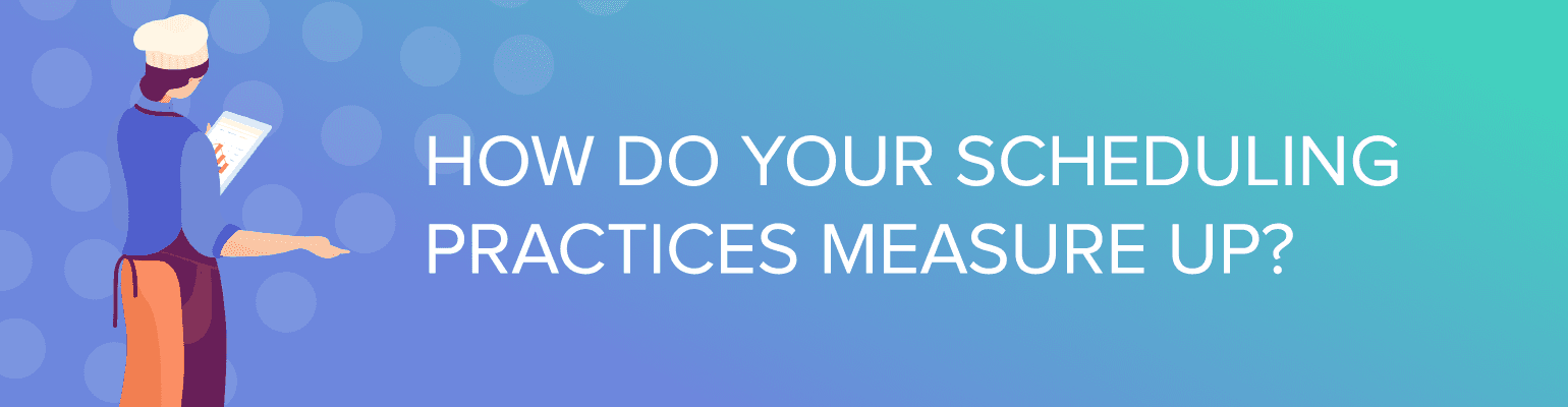 Chef reviewing scheduling practices on clipboard