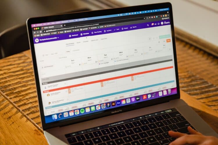 Laptop displaying schedule on calendar app screen