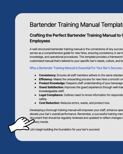 Screenshot of a bartender training manual template
