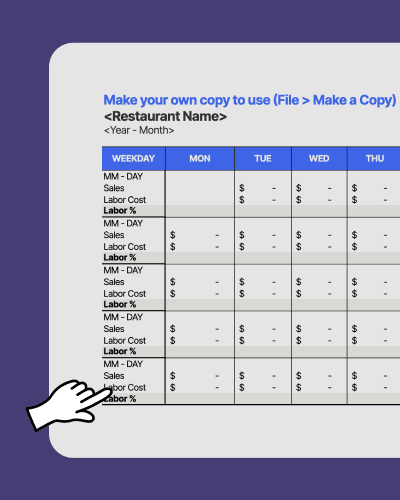 Screenshot of a labor cost calculator template