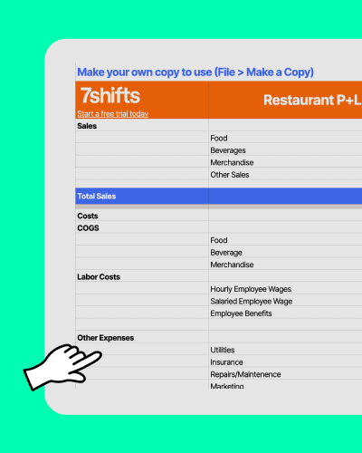 Screenshot of P&L Statement template