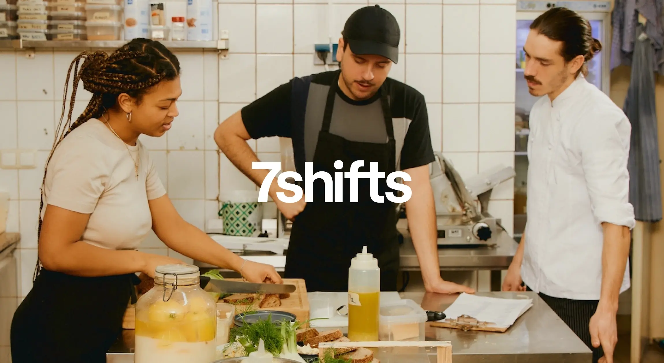 Restaurant team preparing food in kitchen
