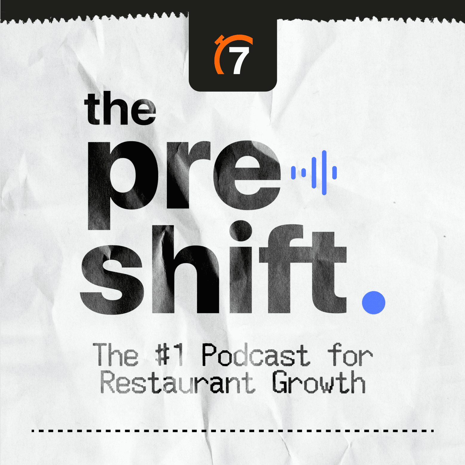 Pre-shift podcast thumbnail of logo on receipt