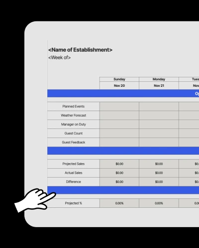 Screenshoot of 7shifts' Restaurant Manager Log Book template