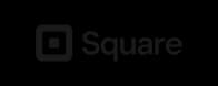 Square logo, black text and icon