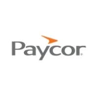 Paycor logo, gray text with orange accent