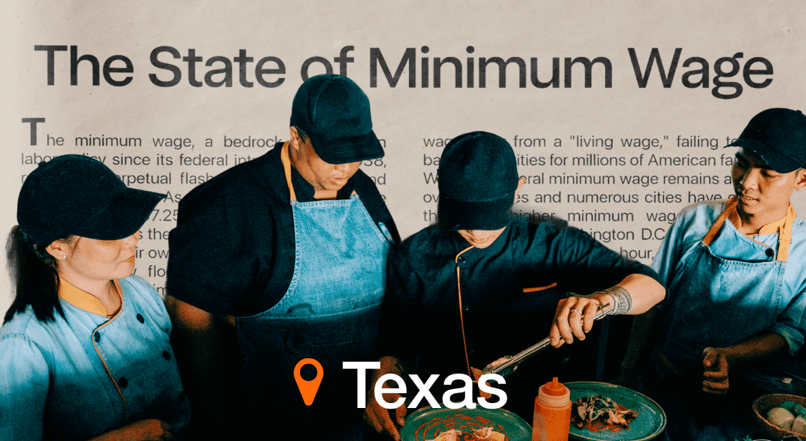 Texas minimum wage workers preparing food.