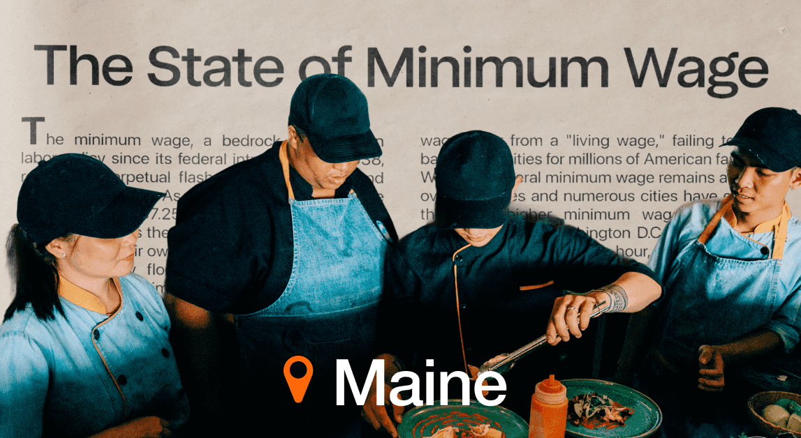 Workers discussing minimum wage in Maine.