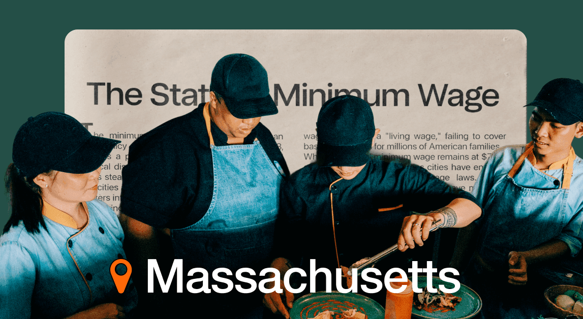 Cooks preparing food, Massachusetts minimum wage article.