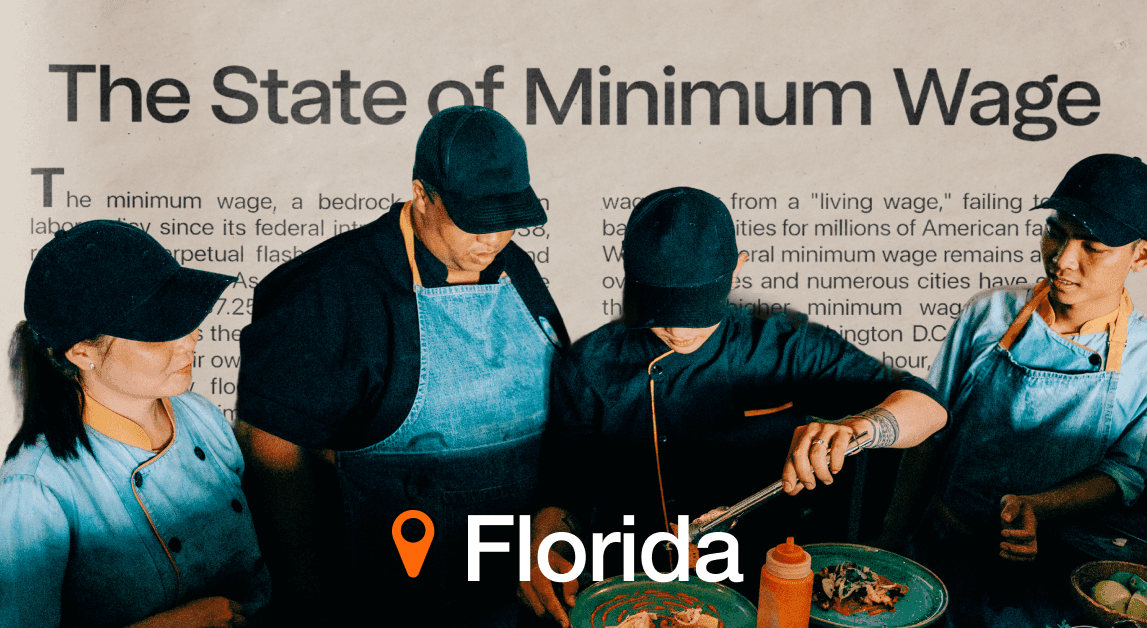 Workers preparing food under minimum wage article, Florida