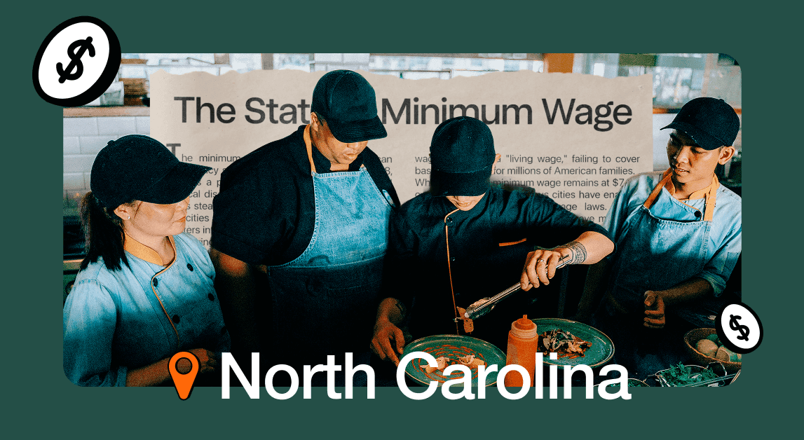 Workers preparing food in North Carolina restaurant.
