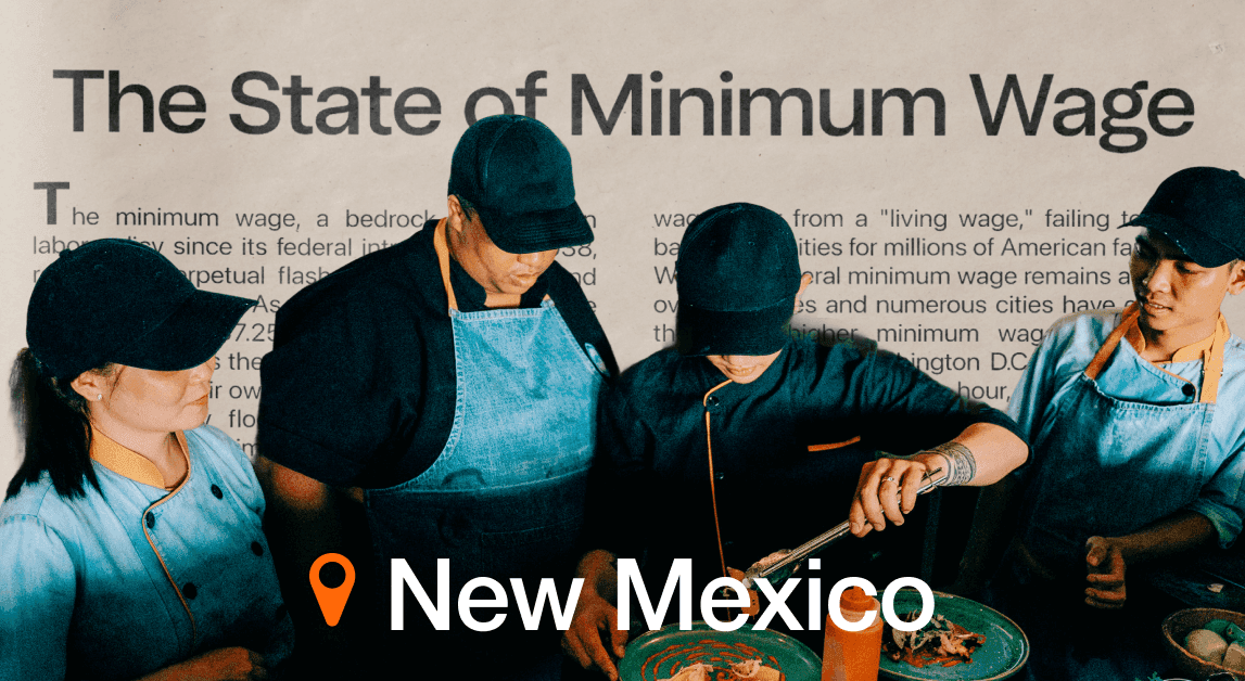 Chefs preparing food, minimum wage article, New Mexico.