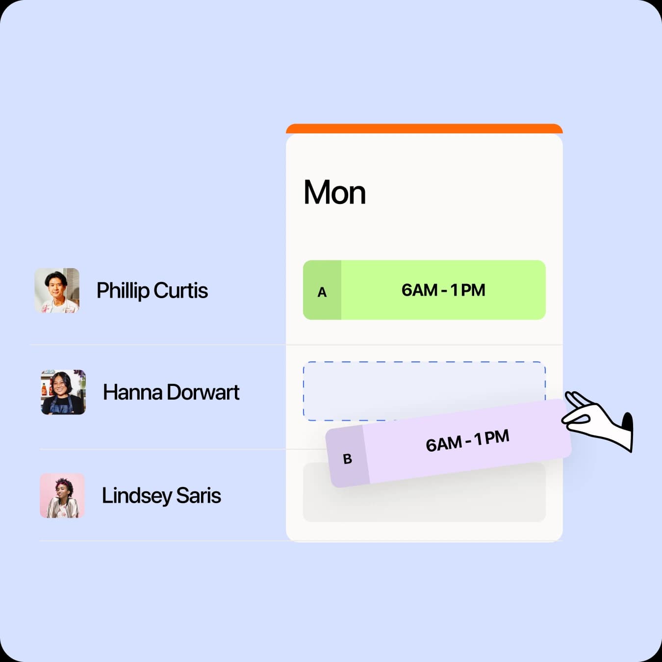 Scheduling graphic of 7shifts.