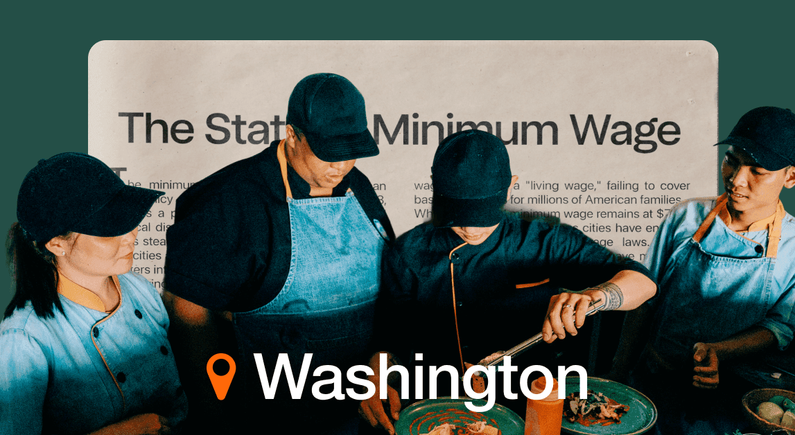 Workers preparing food, minimum wage debate, Washington.