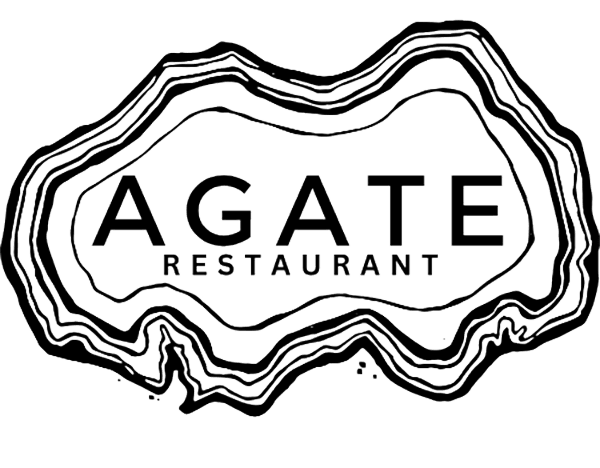 Agate Restaurant logo with stone pattern