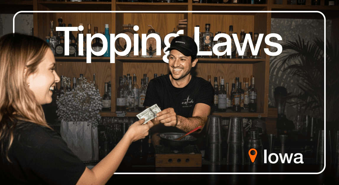 Bartender receiving tip, Iowa tipping laws.