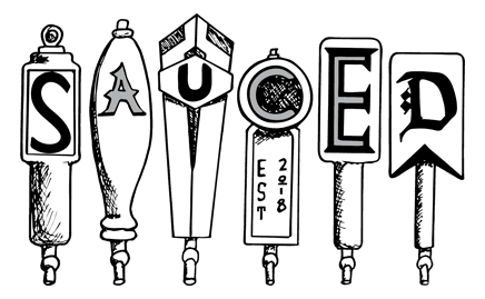 Sauced beer taps illustration, vintage style