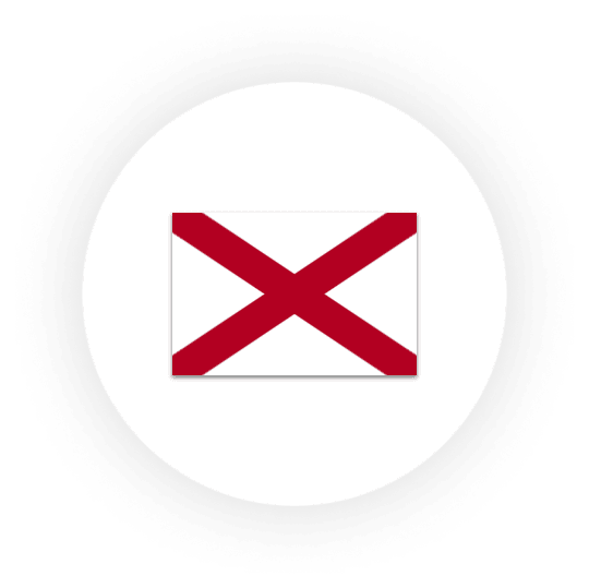 Alabama state flag with red diagonal cross