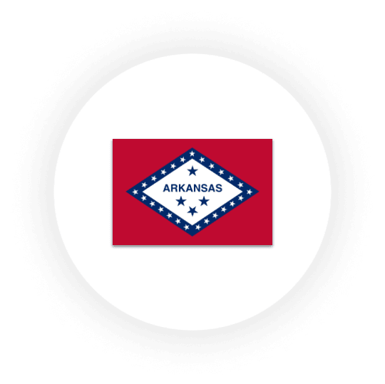 Arkansas state flag with stars and diamond shape.